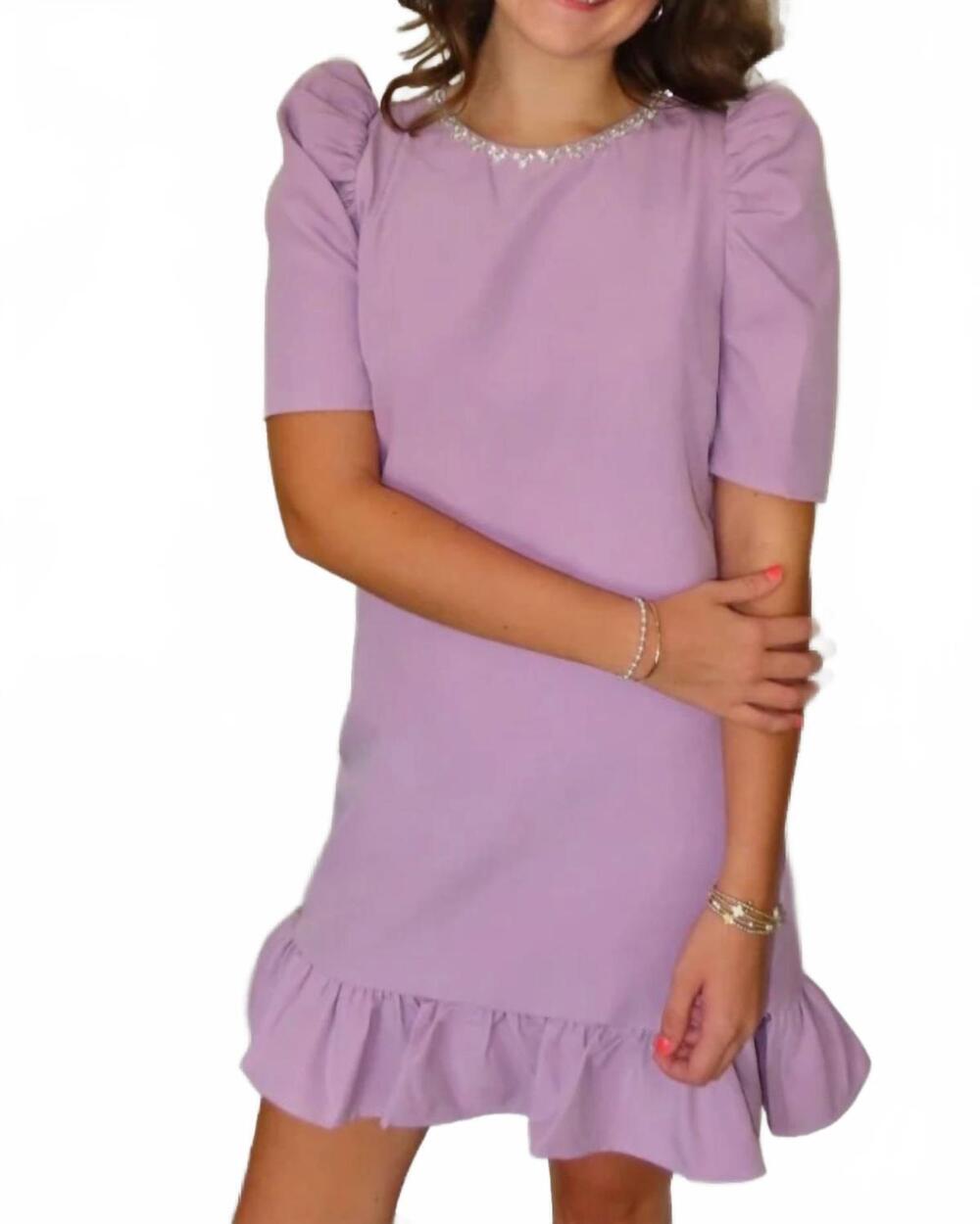 NEW ENGLISH FACTORY penelope rhinestone dress in purple